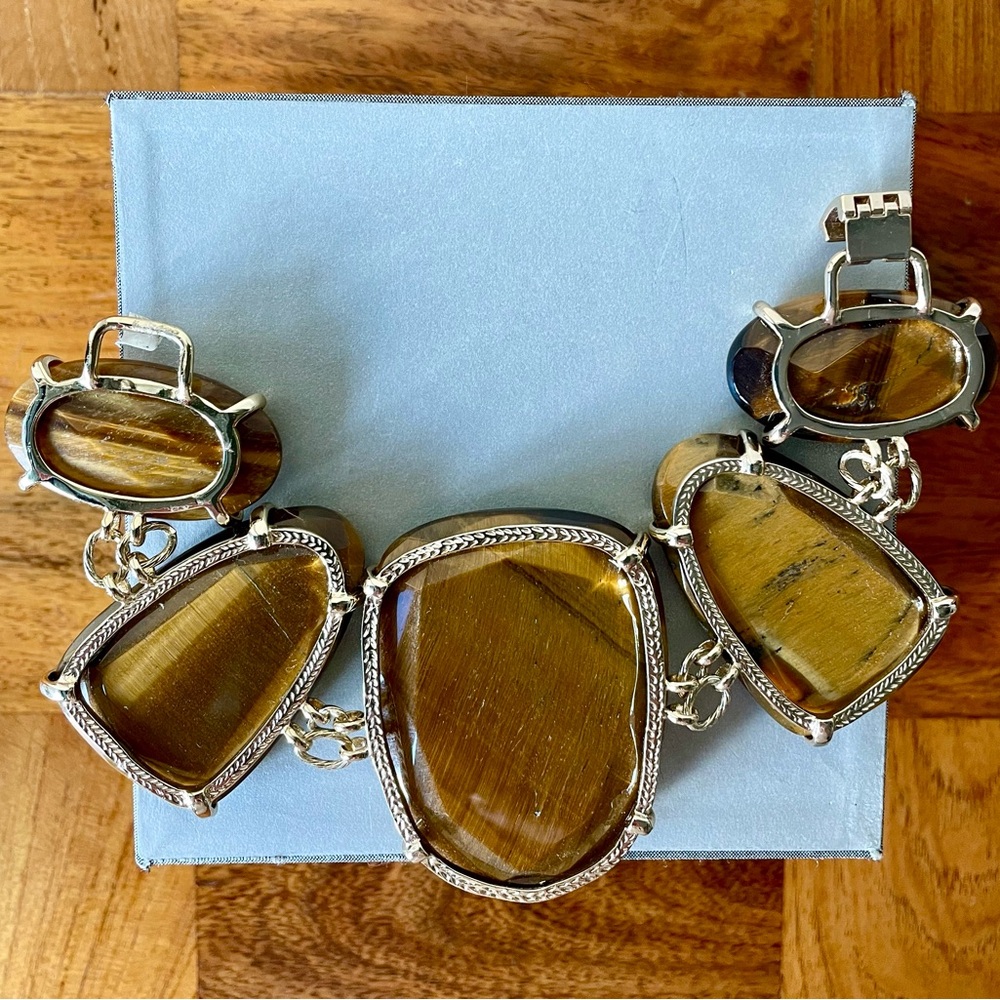 Kendra Scott Harlow 5-Station Faceted Tigers Eye Gemstones in Gold Bracelet - Picture 4 of 7